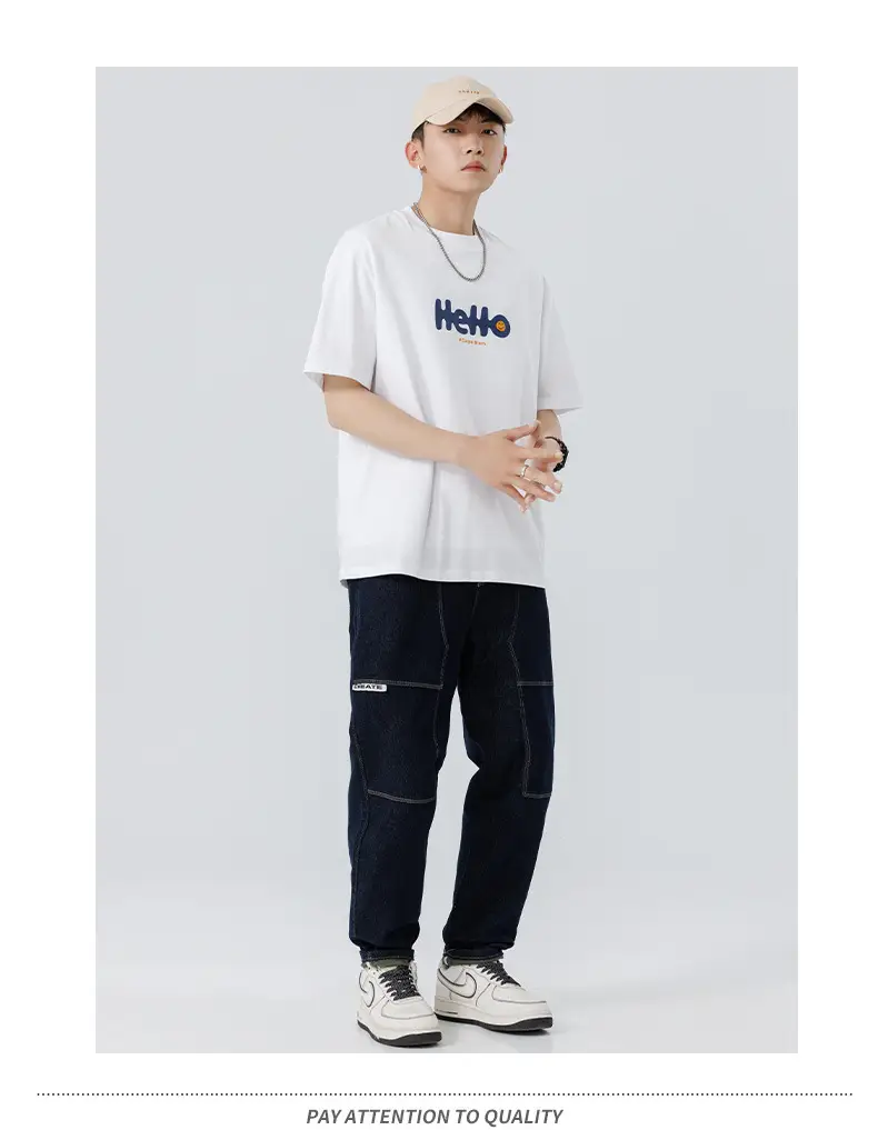 Men Japanese Printed Foam T-Shirt Black Summer — feature 31