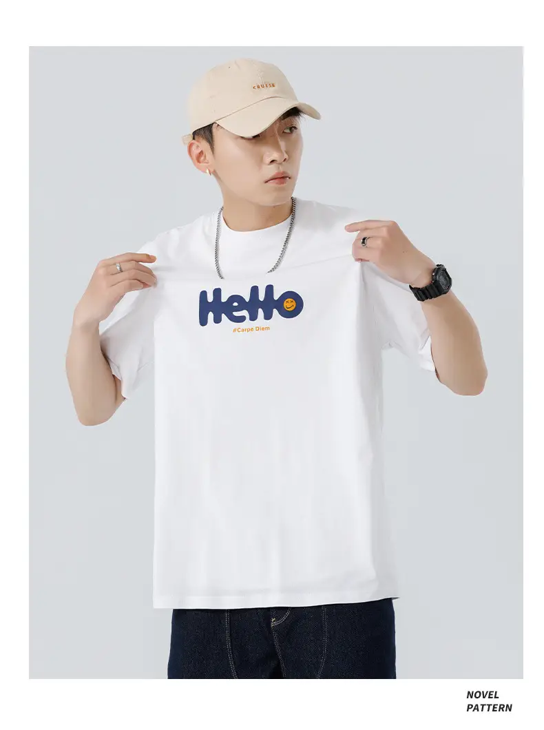 Men Japanese Printed Foam T-Shirt Black Summer — feature 32