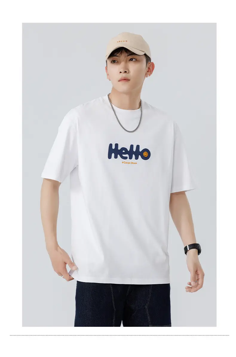 Men Japanese Printed Foam T-Shirt Black Summer — feature 33