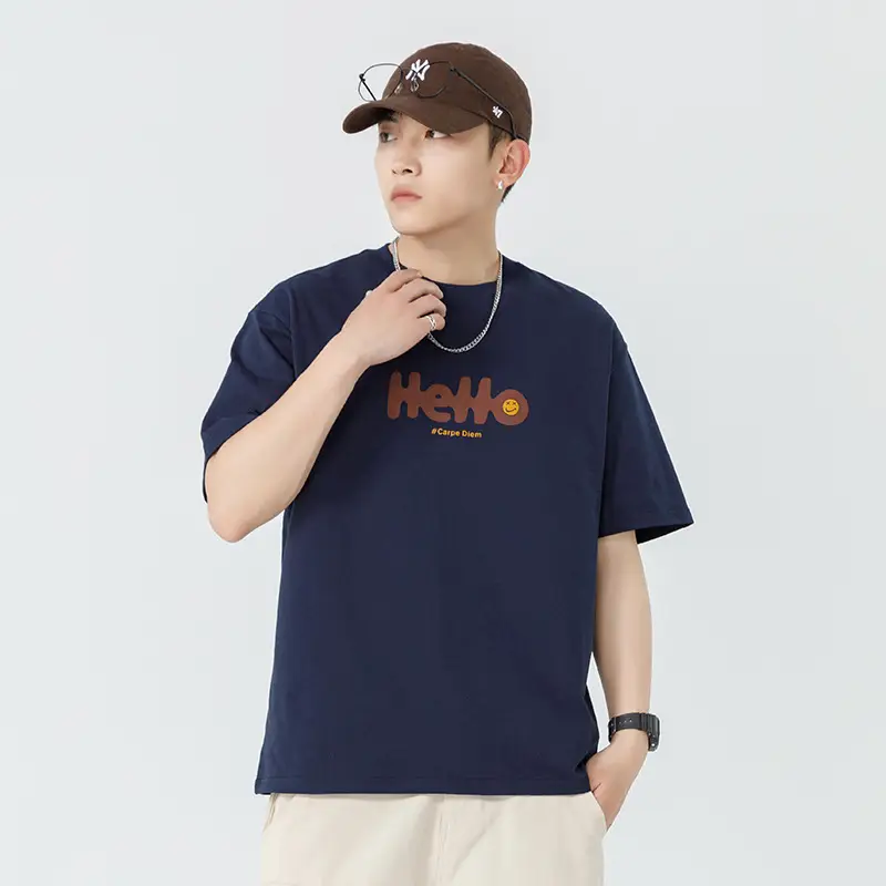 Men Japanese Printed Foam T-Shirt Black Summer - Image 3