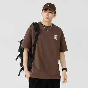 Men Striped T-Shirt Brown Grey Casual Summer — feature 14