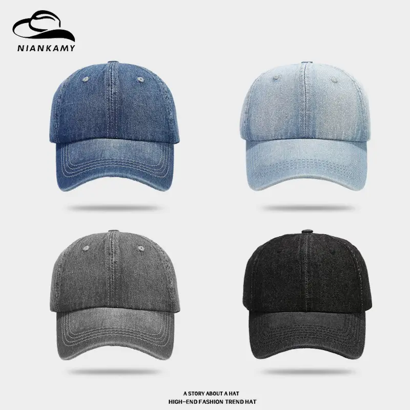 Black Denim Peaked Cap for Women & Men - Image 4