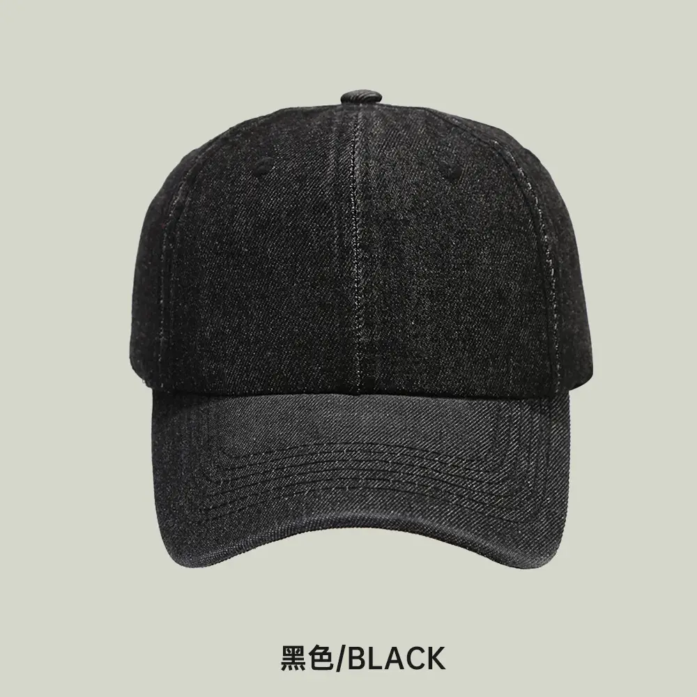 Black Denim Peaked Cap for Women & Men - Image 3