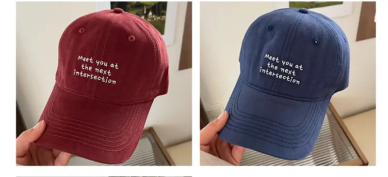 Blue Women's Peaked Cap with "Meet You Next Intersection" Design — feature 14