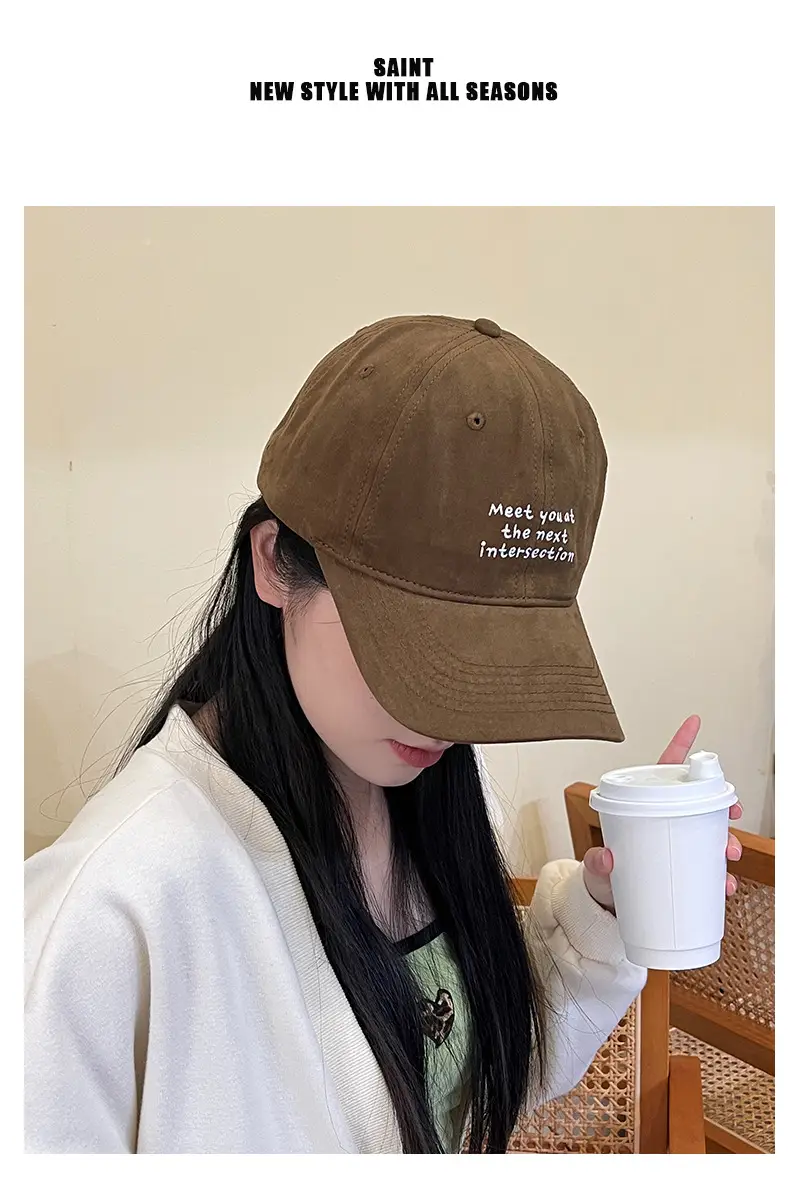 Blue Women's Peaked Cap with "Meet You Next Intersection" Design — feature 2