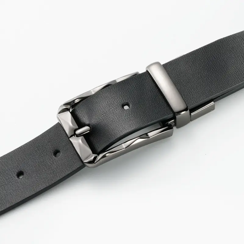 Men's Black Rotatable Buckle Belt with Stainless Steel Fastener - Image 4
