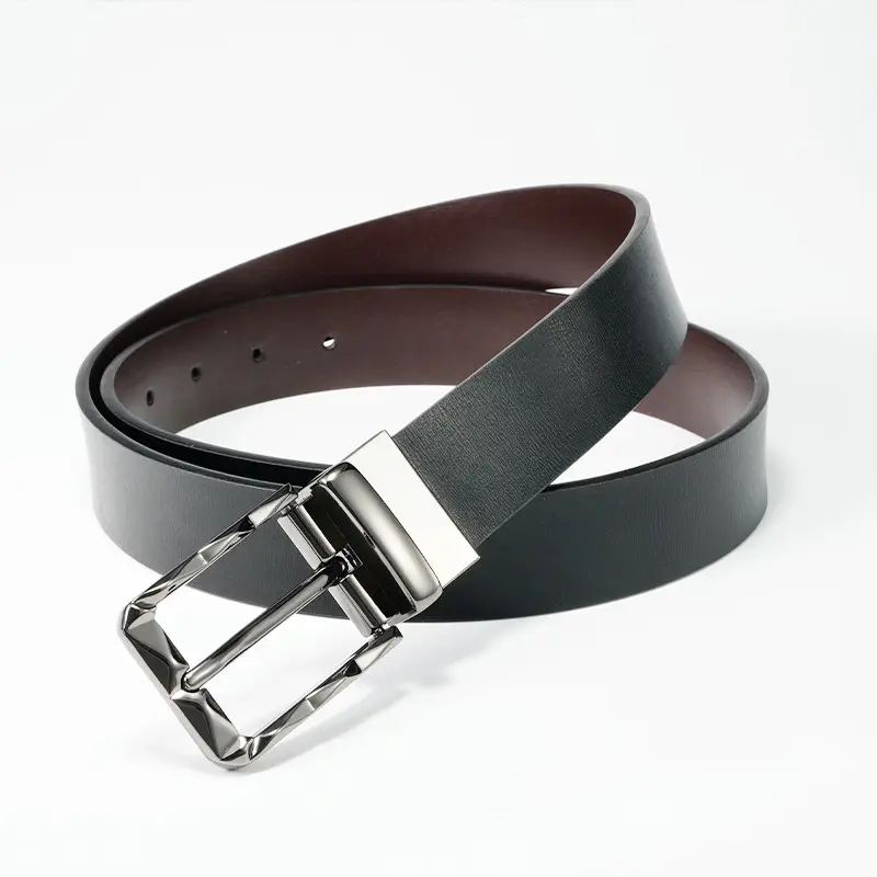 Men's Black Rotatable Buckle Belt with Stainless Steel Fastener - Image 5