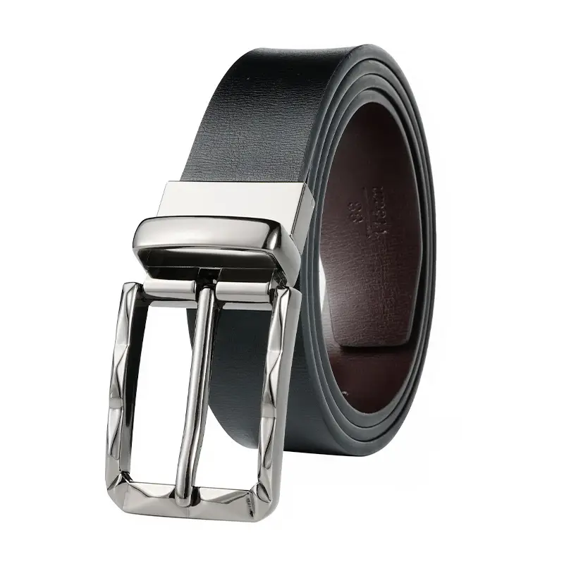 Men's Black Rotatable Buckle Belt with Stainless Steel Fastener - Image 6