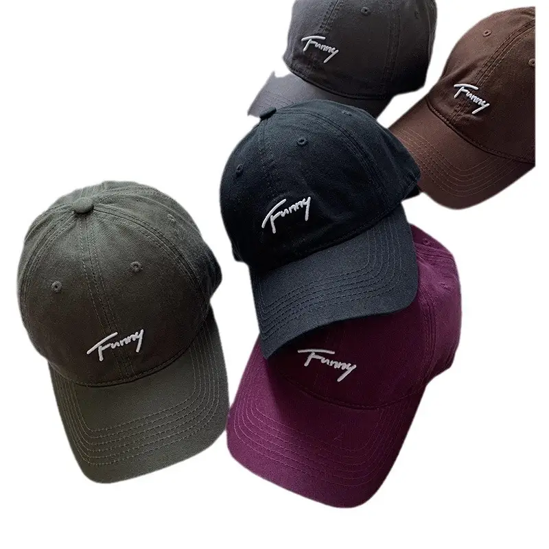 Women Black Letter Cap Korean Style Wide Brim Hat