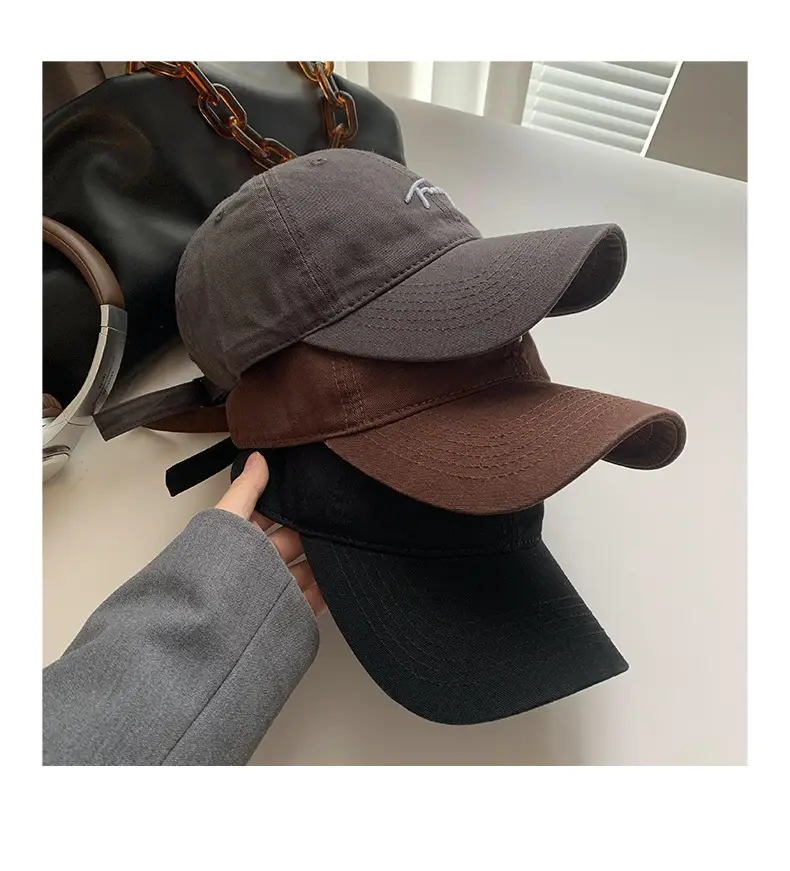 Women Black Letter Cap Korean Style Wide Brim Hat — feature 11