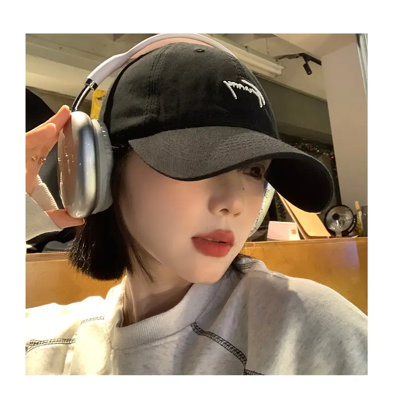 Women Black Letter Cap Korean Style Wide Brim Hat — feature 7
