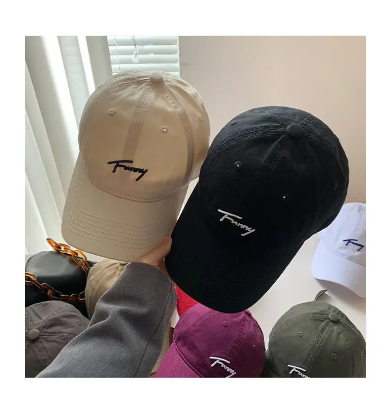 Women Black Letter Cap Korean Style Wide Brim Hat — feature 9