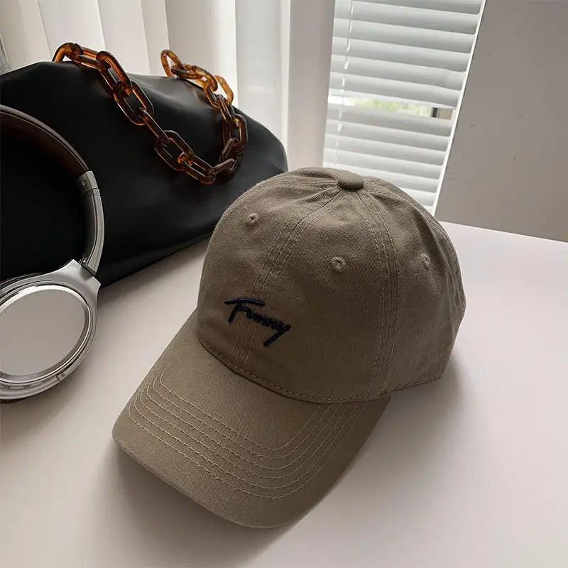 Women Black Letter Cap Korean Style Wide Brim Hat