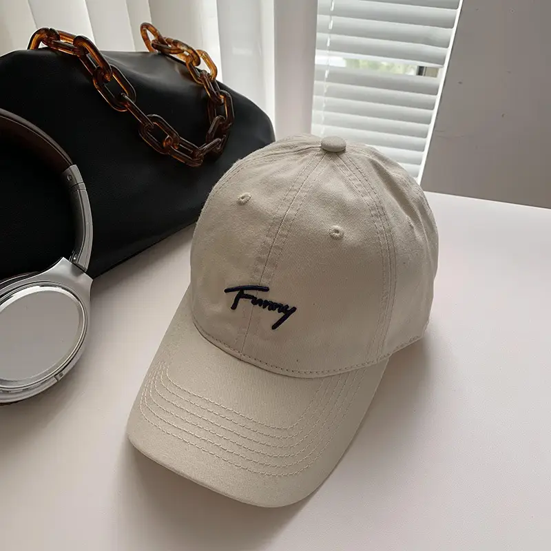 Women Black Letter Cap Korean Style Wide Brim Hat