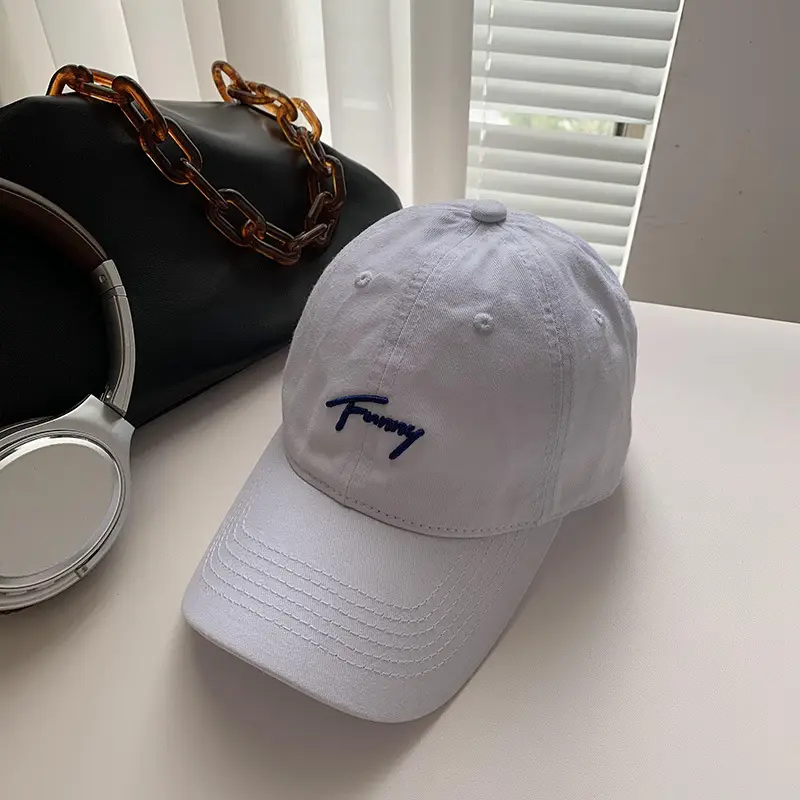 Women Black Letter Cap Korean Style Wide Brim Hat