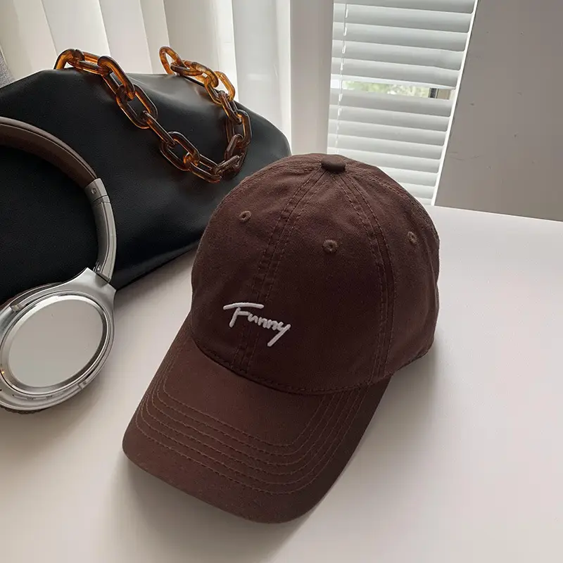 Women Black Letter Cap Korean Style Wide Brim Hat