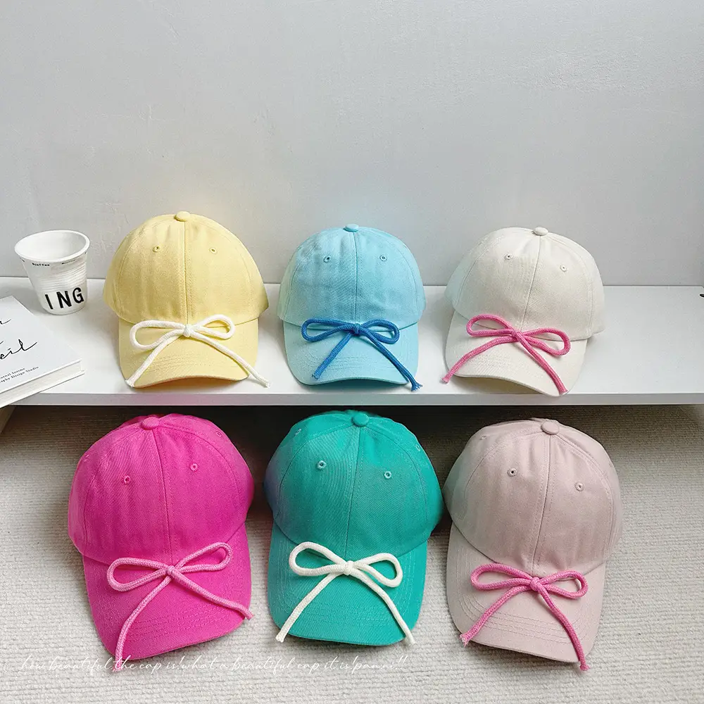 Candy Color Bow Cap for Boys Girls Sunproof Peaked Cap — feature 23
