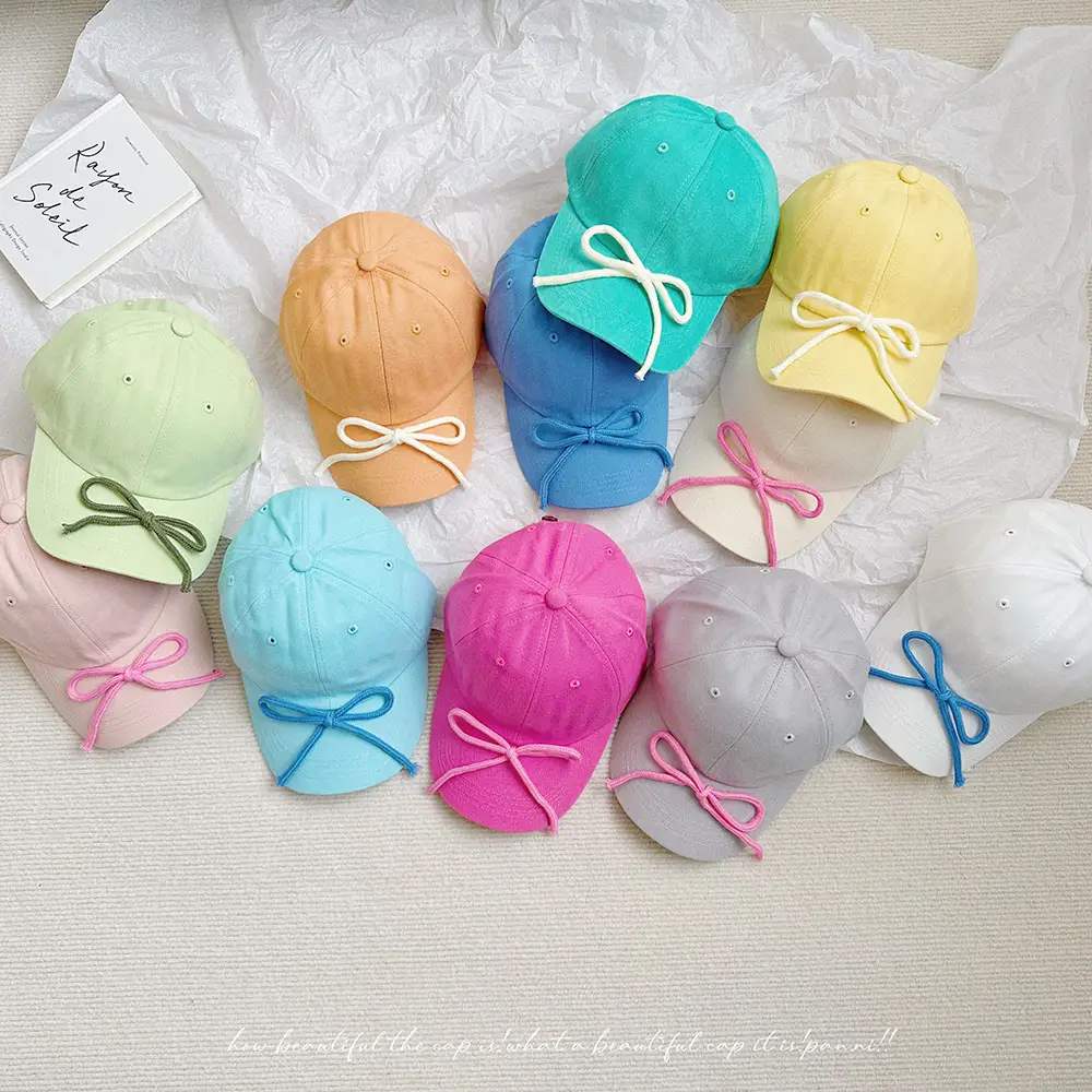 Candy Color Bow Cap for Boys Girls Sunproof Peaked Cap — feature 24
