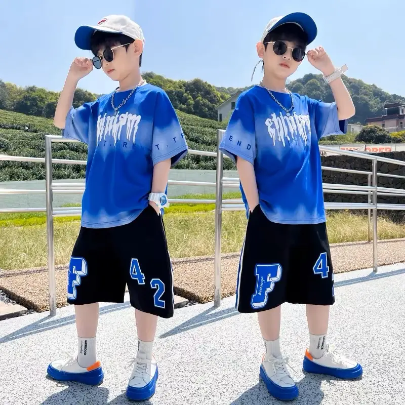 Boys Tie-Dye Summer Suit Blue Medium to XL 2024