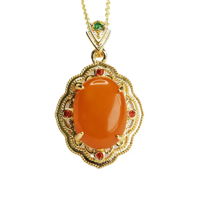 Guan Yu Natural Amber Pendant Full Honey Old Beeswax Necklace - Image 6