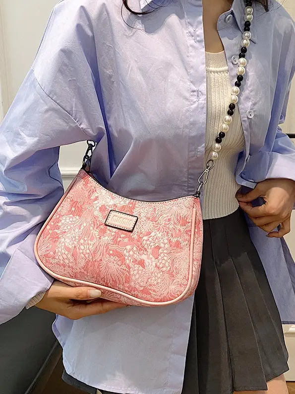 2025 Sanfu Pain Bag Pearl National Print Shoulder Crossbody