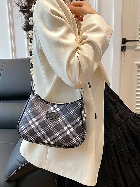 2025 Sanfu Pain Bag Pearl National Print Shoulder Crossbody