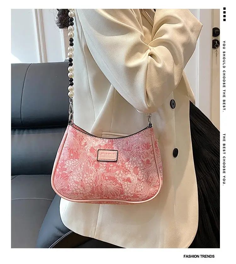 2025 Sanfu Pain Bag Pearl National Print Shoulder Crossbody — feature 1