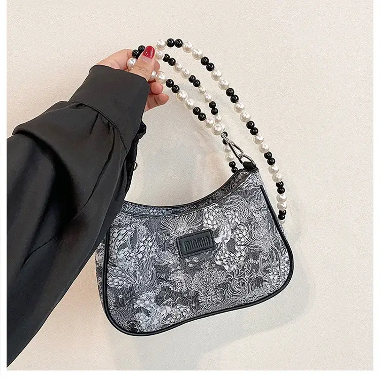 2025 Sanfu Pain Bag Pearl National Print Shoulder Crossbody — feature 13
