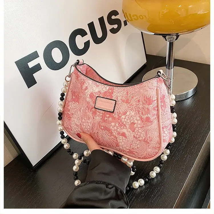 2025 Sanfu Pain Bag Pearl National Print Shoulder Crossbody — feature 15