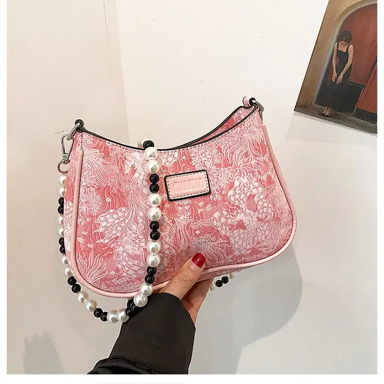 2025 Sanfu Pain Bag Pearl National Print Shoulder Crossbody — feature 17