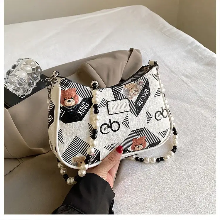 2025 Sanfu Pain Bag Pearl National Print Shoulder Crossbody — feature 21