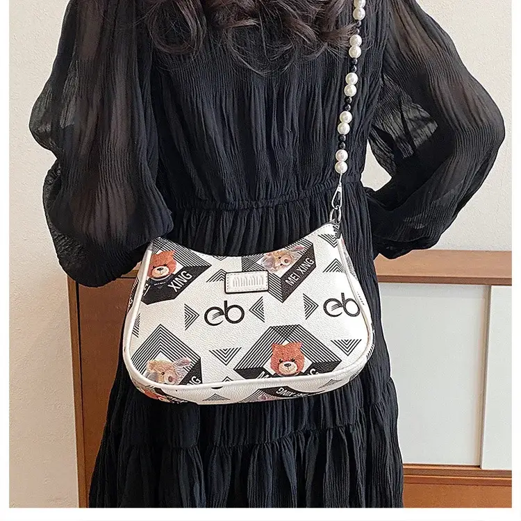 2025 Sanfu Pain Bag Pearl National Print Shoulder Crossbody — feature 38
