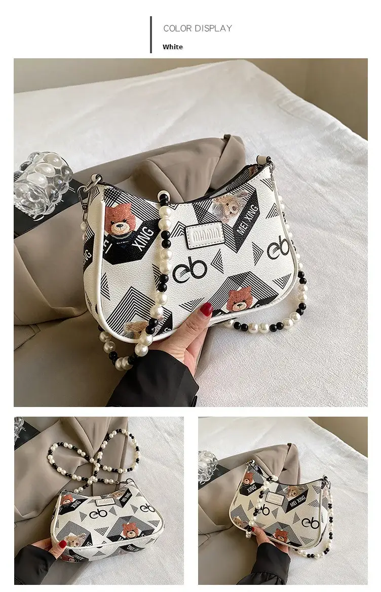 2025 Sanfu Pain Bag Pearl National Print Shoulder Crossbody — feature 8