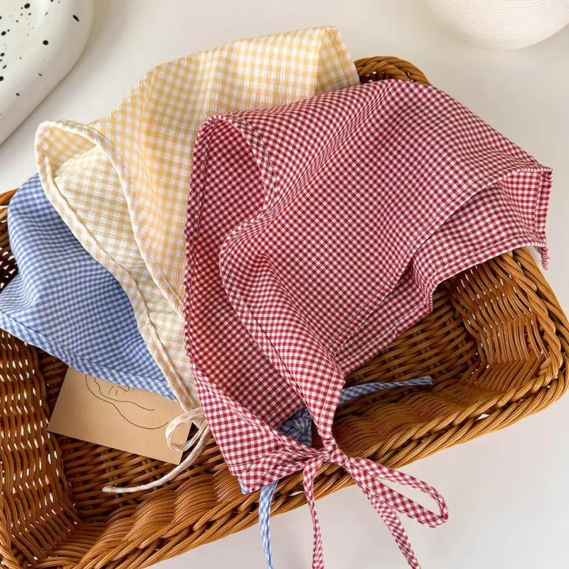 French Pastoral Plaid Turban Scarf Women's Hair Tie - Image 7