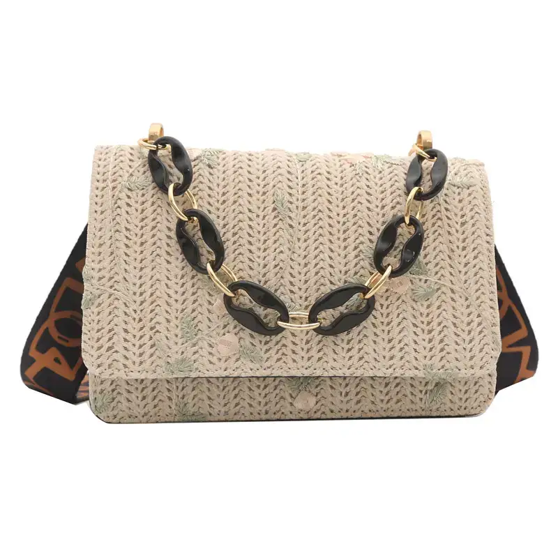 Korean Style Woven Chain Shoulder Bag Red Orange - Image 10