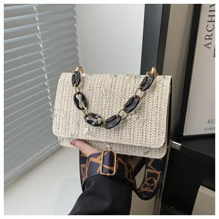 Korean Style Woven Chain Shoulder Bag Red Orange — feature 23
