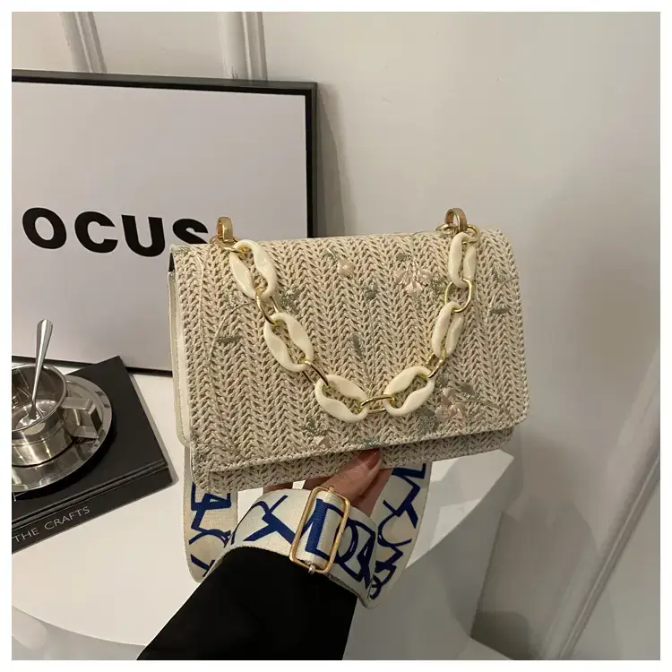 Korean Style Woven Chain Shoulder Bag Red Orange — feature 30