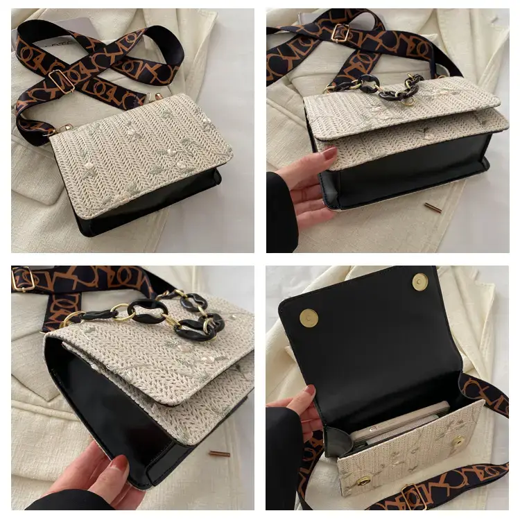 Korean Style Woven Chain Shoulder Bag Red Orange — feature 7