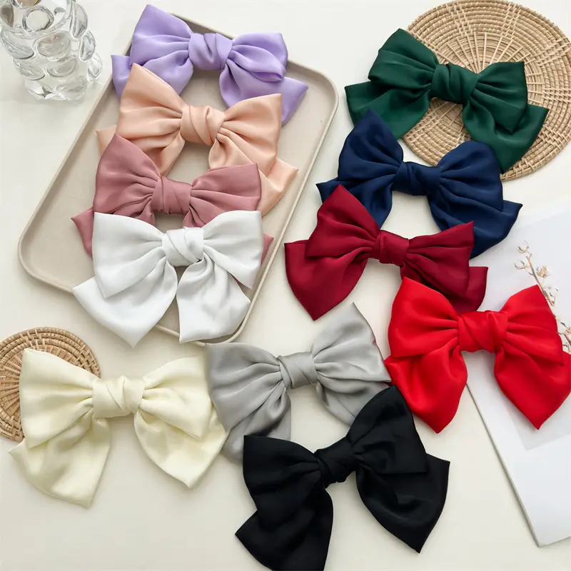 Black Satin Bow Hairpin for Women - Image 11