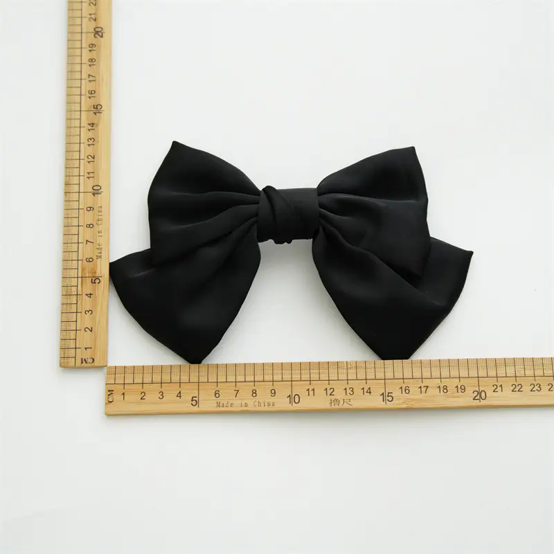 Black Satin Bow Hairpin for Women - Image 13