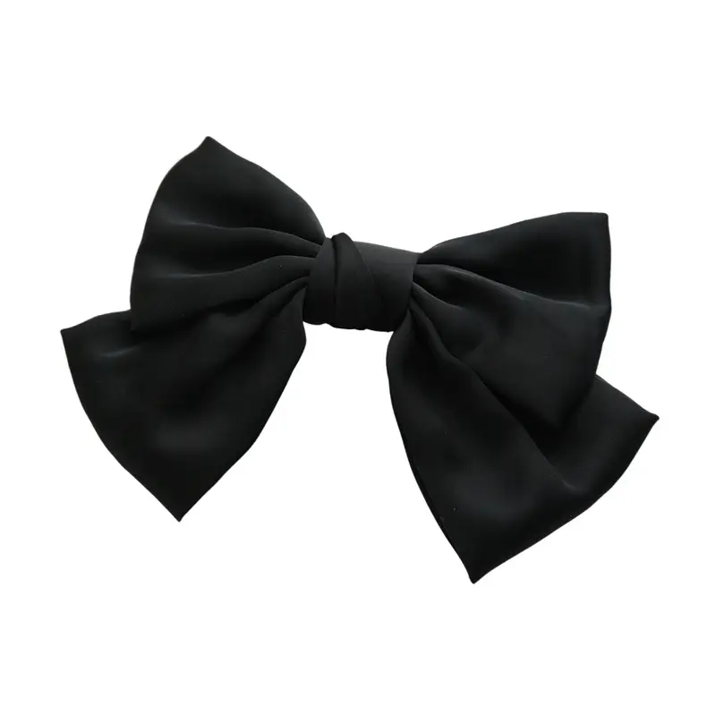 Black Satin Bow Hairpin for Women - Image 14