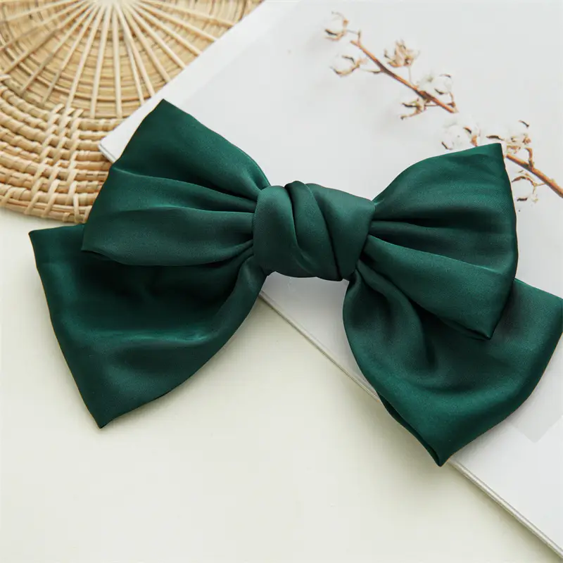 Black Satin Bow Hairpin for Women - Image 3