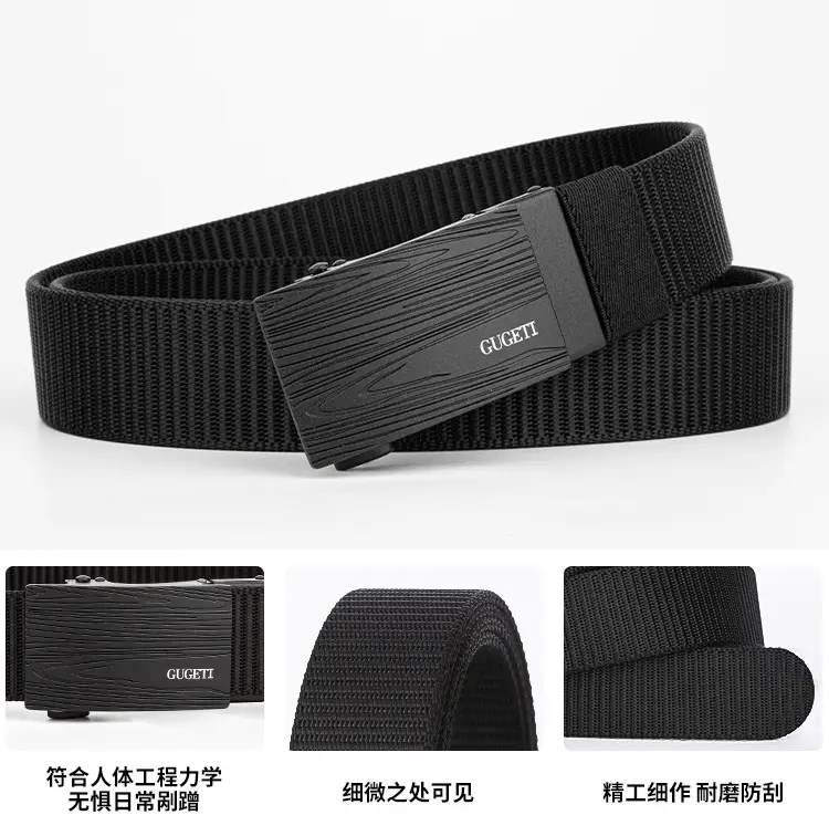 Men's Black Canvas Wave Belt with Buckle — feature 10