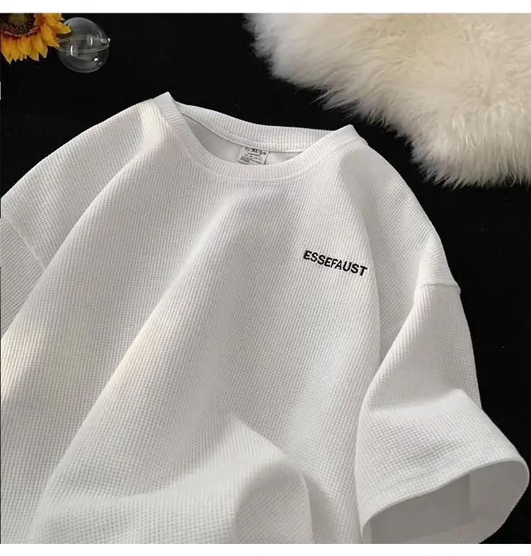 Men Waffle Cotton Black T-Shirt Casual Summer Wear — feature 10