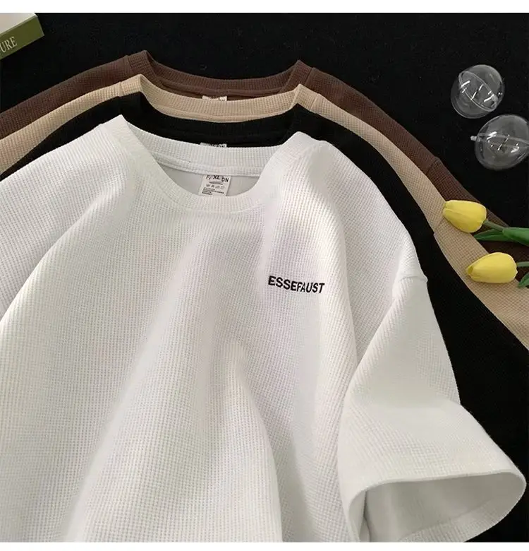 Men Waffle Cotton Black T-Shirt Casual Summer Wear — feature 9
