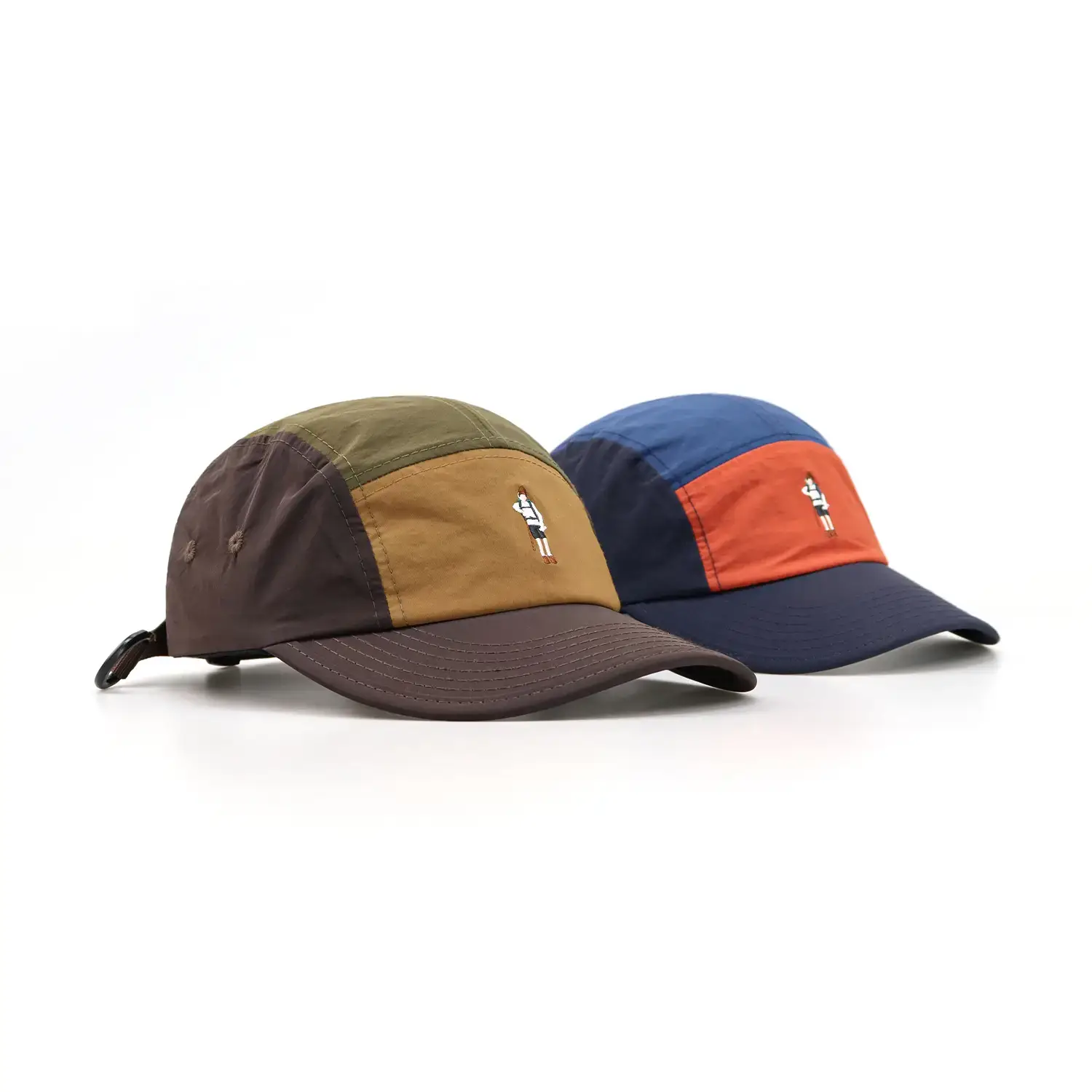 Curved Embroidered Five-Piece Hat Blue Orange Brown - Image 3