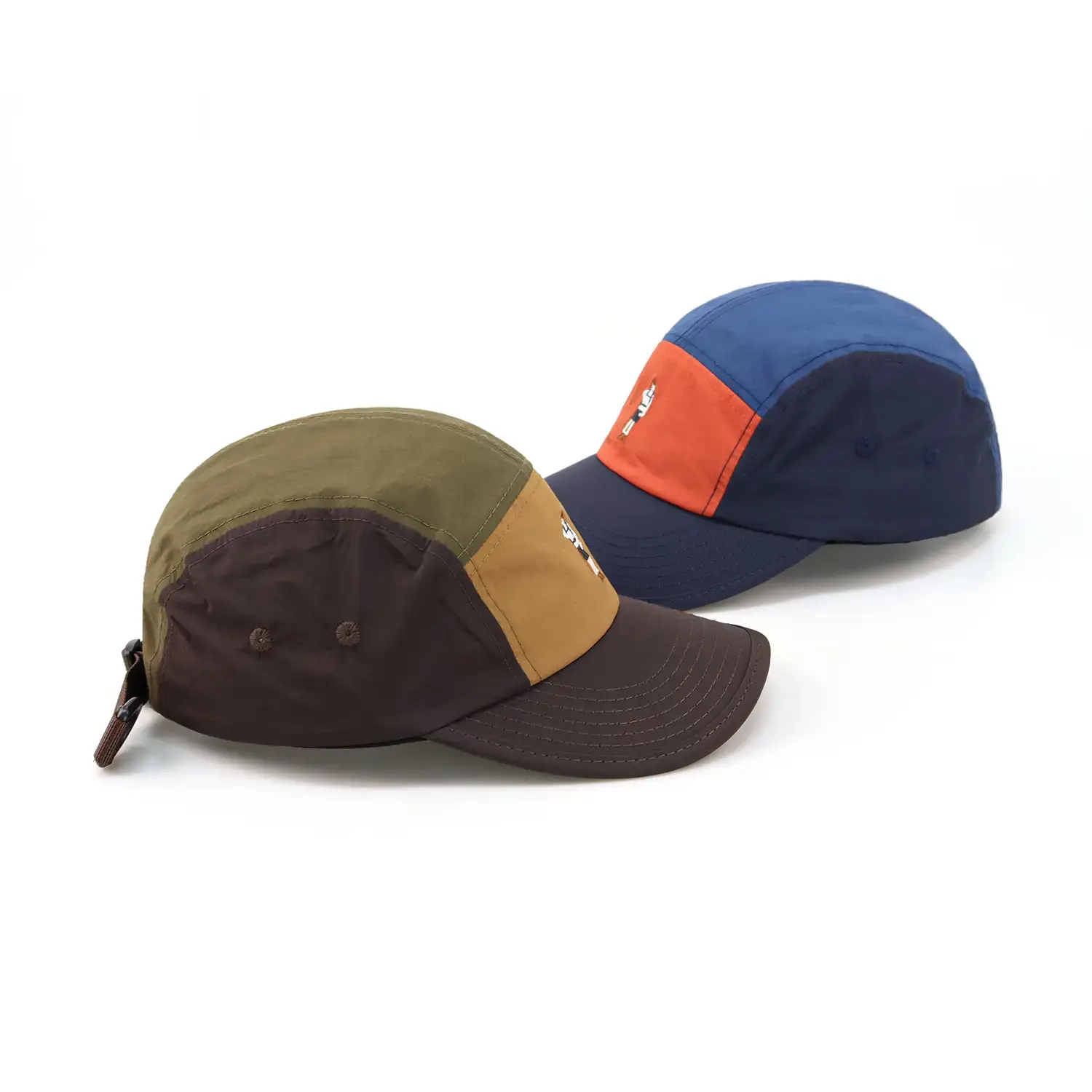 Curved Embroidered Five-Piece Hat Blue Orange Brown - Image 4