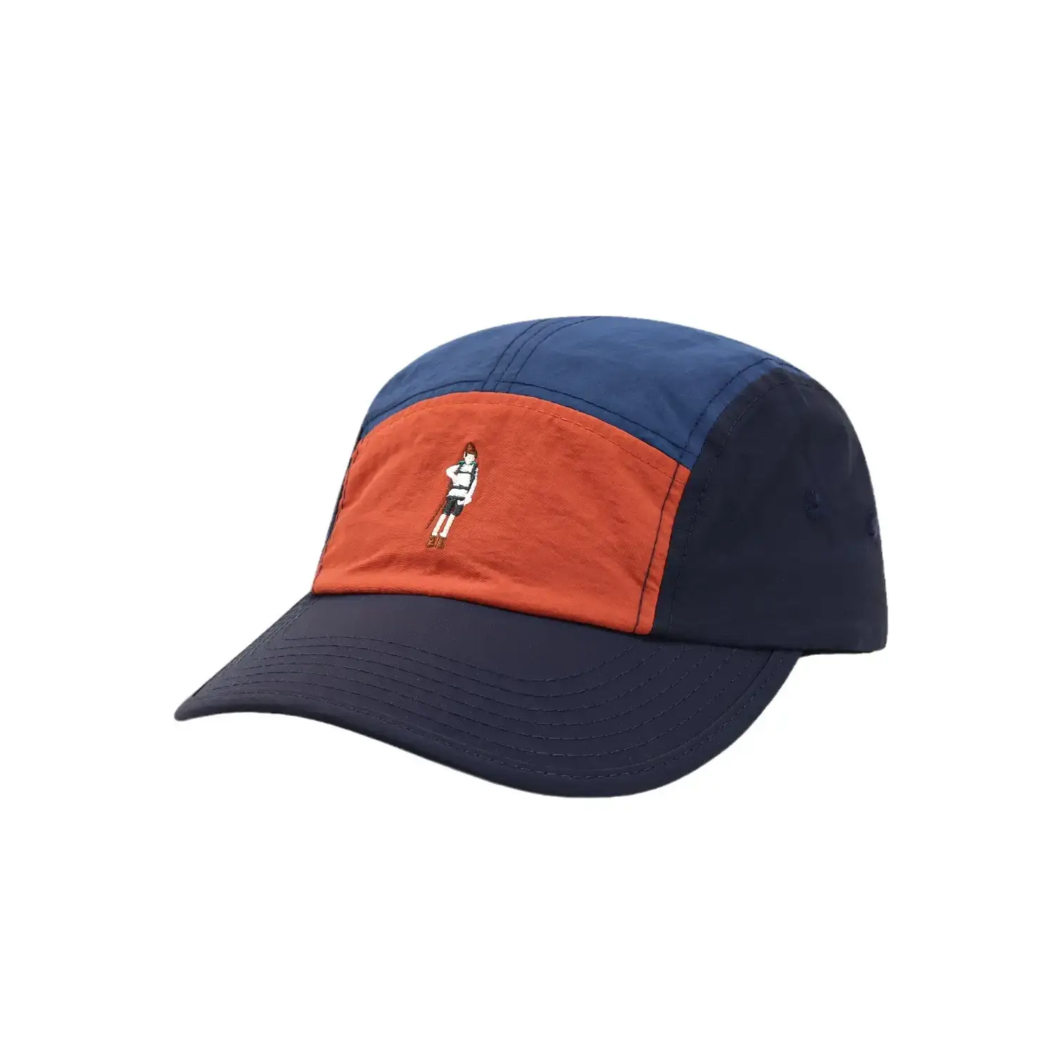 Curved Embroidered Five-Piece Hat Blue Orange Brown - Image 6
