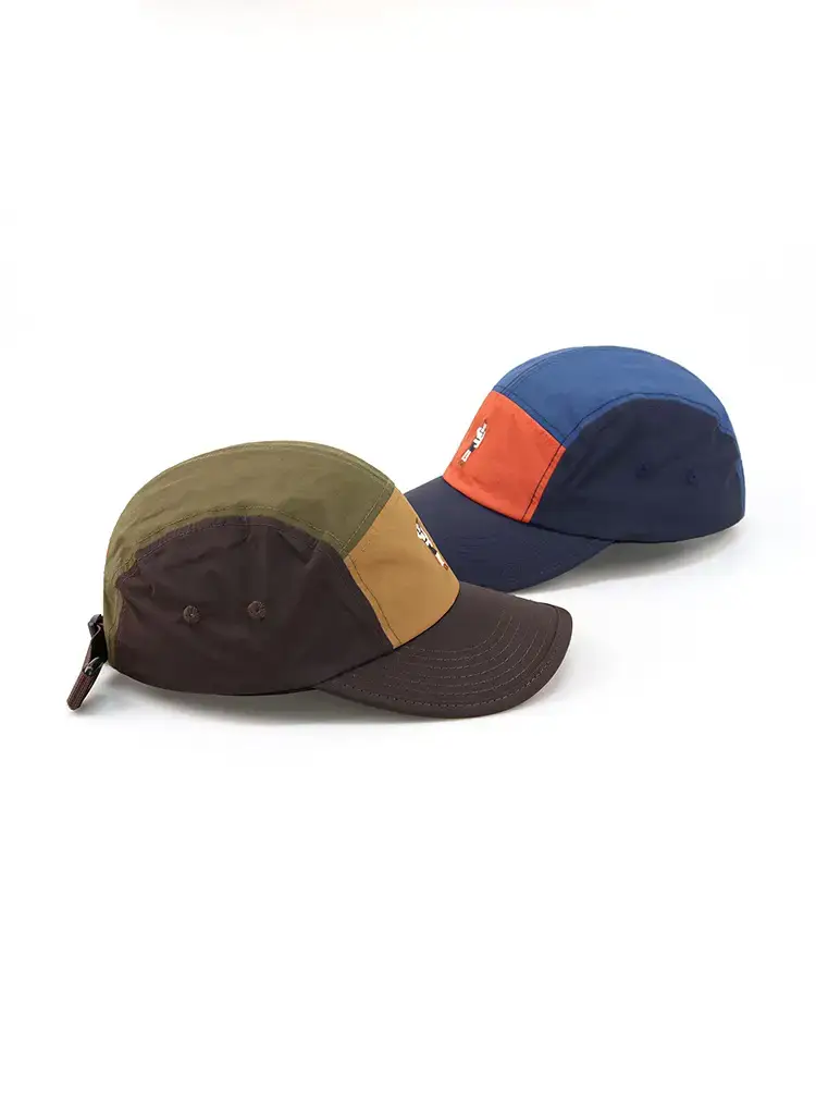 Curved Embroidered Five-Piece Hat Blue Orange Brown — feature 3