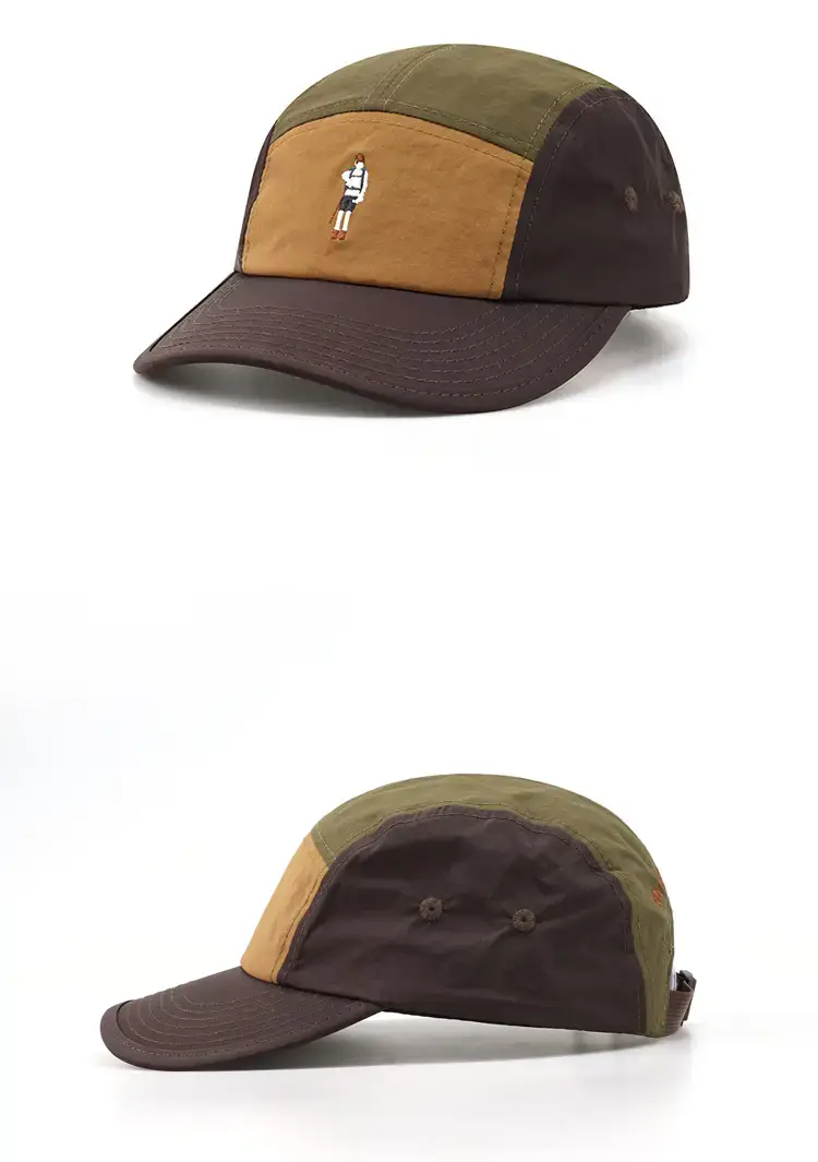 Curved Embroidered Five-Piece Hat Blue Orange Brown — feature 5